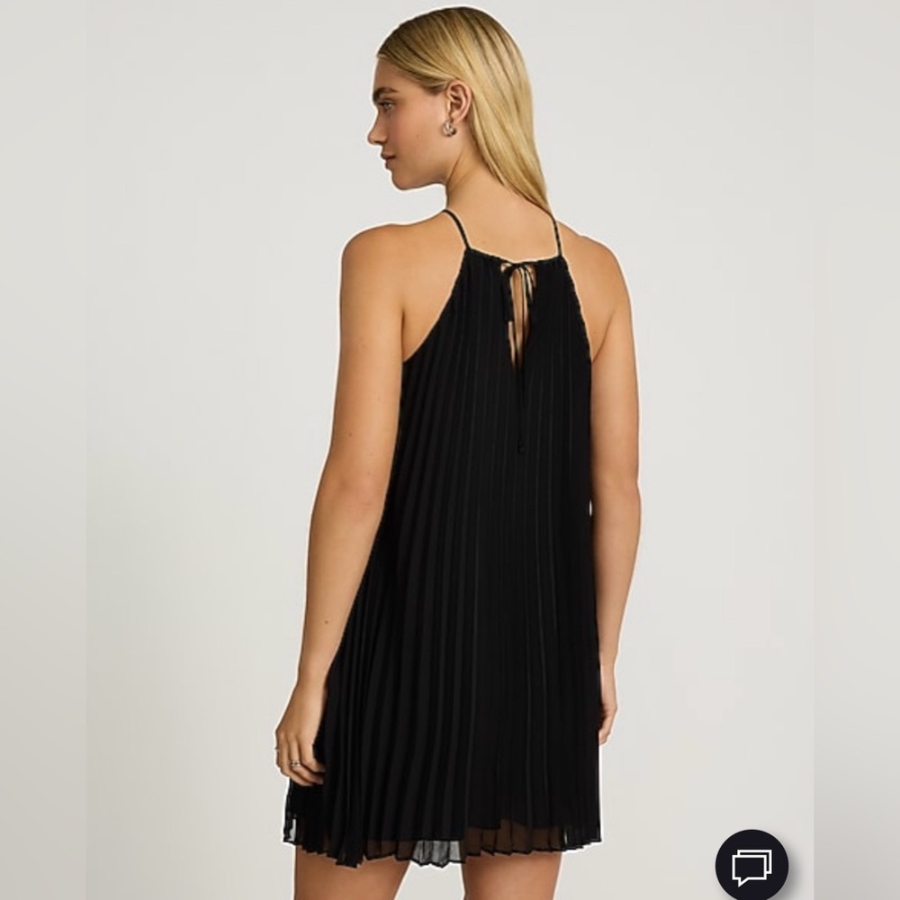 Express Black Pleated Backless Dress - Picture 2 of 6